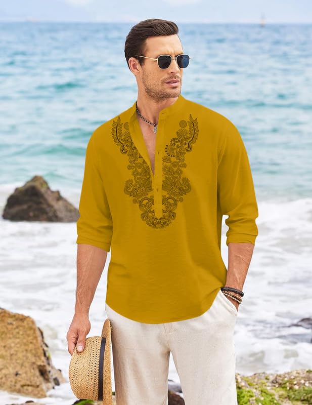 Finivo Fashion MenS Cotton Blend Short Kurta With Full Sleeves And Ethnic Neck Design | Casual Crinkle Texture Kurta With Mandar