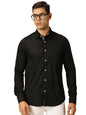 Thomas Scott 100% Cotton Long Sleeve Solid Regular Fit Casual Shirts for Mens Black
