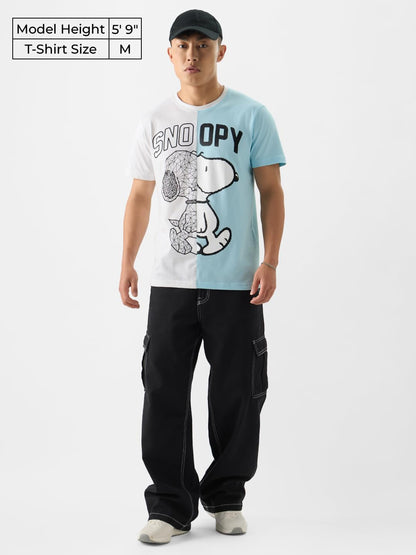 The Souled Store Official Peanuts: Snoop T-Shirts MenS T-Shirts Graphic Tees Casual Fashion Regular Fit Sleeves Round Neck Prin