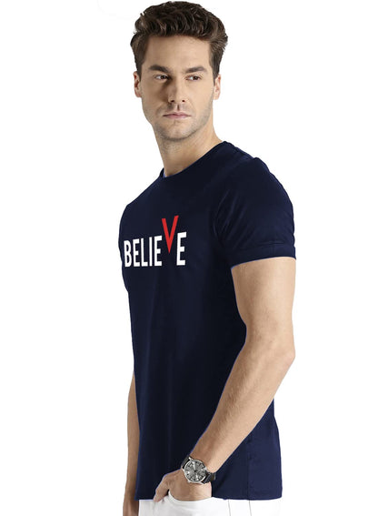 ADRO Men's Believe Design Printed T-Shirt (2XL)