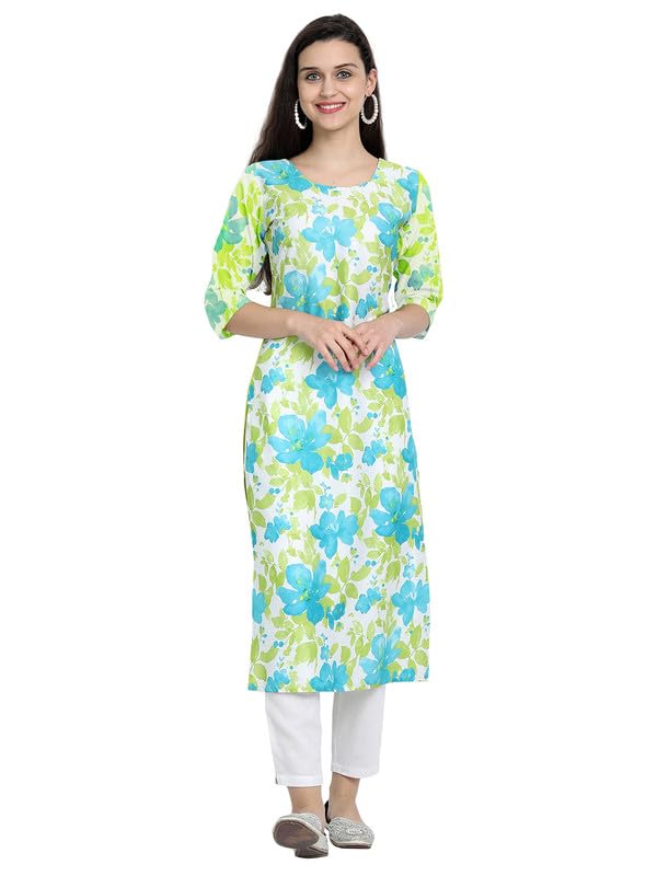 Pinkmint WomenS Cotton KurtiS L Fancy Printed Kurta L Regular Home Wear L Printed Cotton Kurti (Pack Of 1) Sky