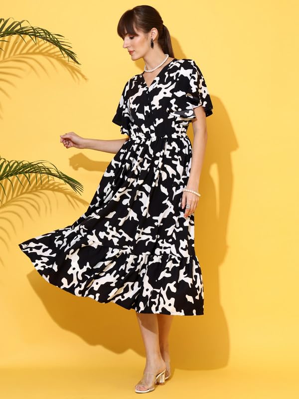 Sheetal Associates WomenS Casual Half Sleeve Crepe Fit And Flare Dress