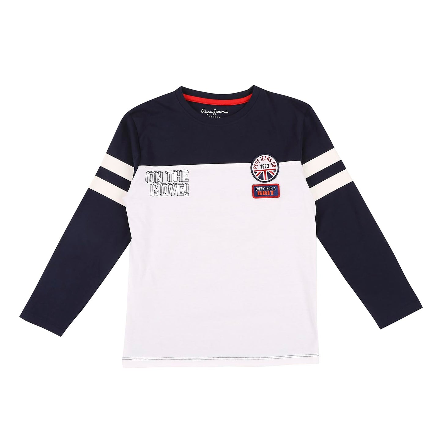 Pepe Jeans Boys Cesar Ls Colour Blocked T-Shirt, Navy,4