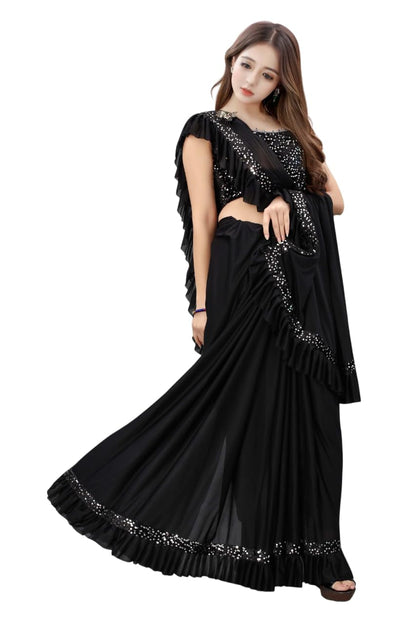 Dhyey Fashion Baby Girls Lycra Blend Saree With Unstitched Blouse  Stylish Saree For Girls, Perfect For Special Celebrations,Vib