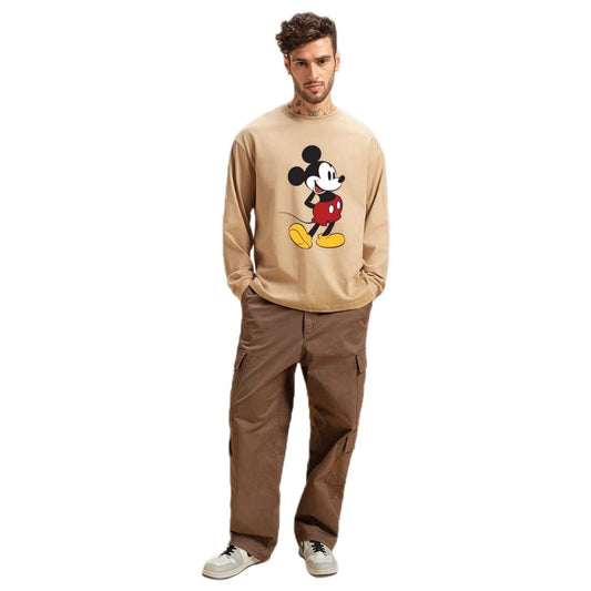 Bewakoof X Official Disney Merchandise MenS Classic Mickey (Dl) Graphic Print 100% Cotton T-Shirt - Oversized Fit, Round Neck, F
