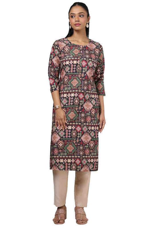Soch Womens Black Rayon Ethnic Motifs Kurta