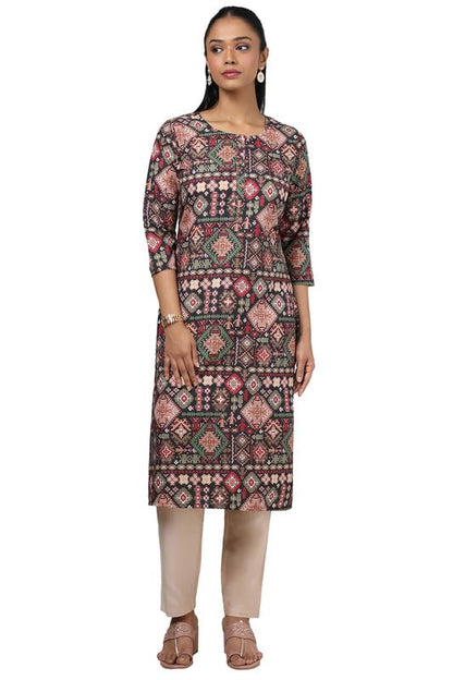 Soch Womens Black Rayon Ethnic Motifs Kurta