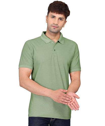 Baghadbillo MenS Regular Fit Solid Polo Half Sleeve T-Shirt Pista