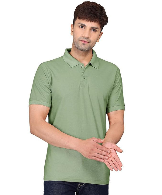 Baghadbillo MenS Regular Fit Solid Polo Half Sleeve T-Shirt Pista