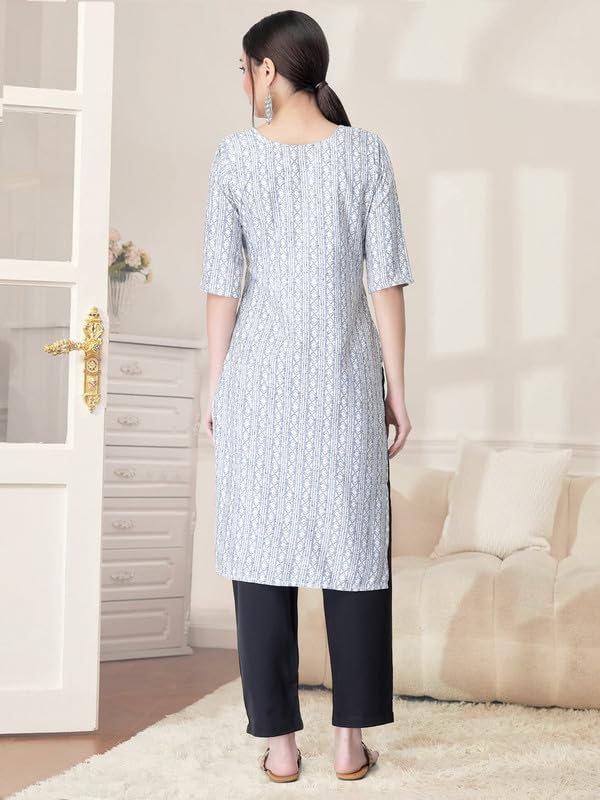 Pinkmint Kurta Set for Women Cotton Printed Straight Kurta with Pant (Pack of 1)