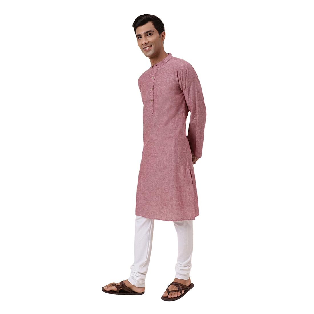 Fabindia MenS Cotton Woven Slim Fit Kurta (1030815Red_Red