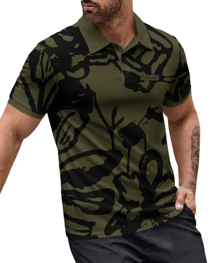 Noble Monk MenS Animal Print Regular Fit T-Shirt (T693_Nm_Olive Green