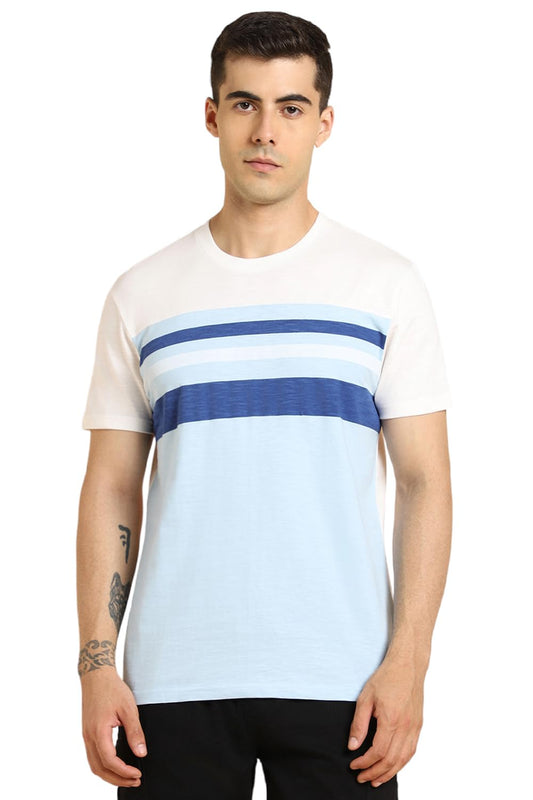 Dennis Lingo Crew Neck MenS Cotton Blue Solid T-Shirt