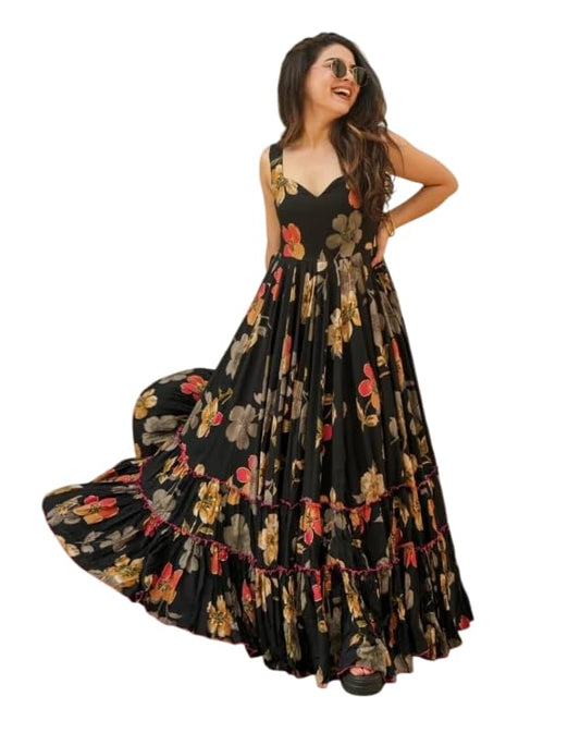 Wedani Rayon Dress for Women Black