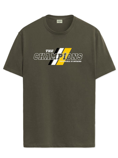 ADRO Men's Graphic Printed 100% Cotton T-Shirt - Regular Fit, Printed T-Shirts for Men (RN24-CMP-OL_Olive)