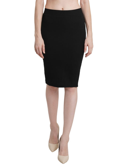 POPWINGS Casual Solid Back Slit Pencil Skirt for Women || Knee-Length Pencil Skirt for Women || Latest Stylish Formal Skirt for