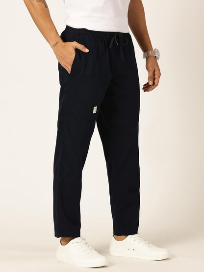 Thomas Scott Mens Relaxed Fit Pure Cotton Trousers Navy