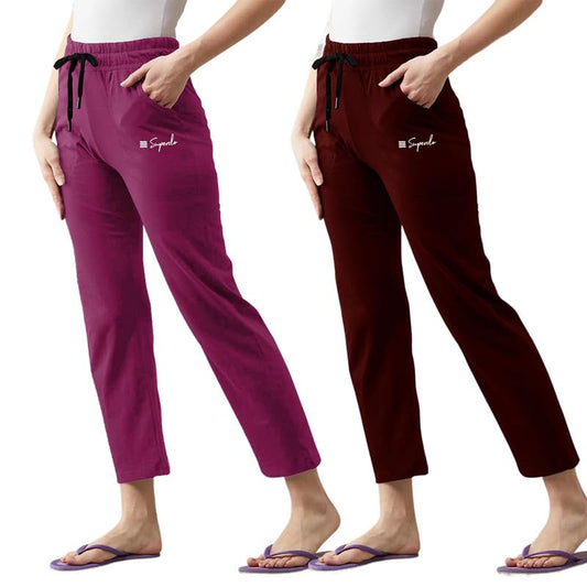 Pinkmint Cotton Style Pyjamas for Women Combo l Stylish Side 2 Pockets l Gym Wear l Comfortable Track Pant