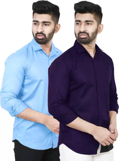 Tee Projekt Premium Plain Cotton Shirt for Men | Cotton Shirt | Casual Shirt | Solid Shirt | Full Sleeves | Formal Shirt (NS-ST1