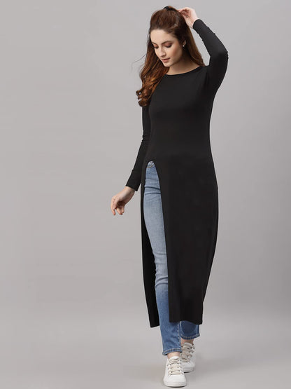 Rigo Black Maxi Longline Top For Women