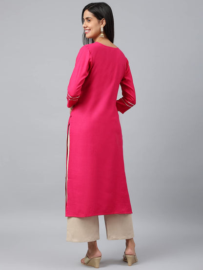 ANNI DESIGNER Women's Cotton Blend Straight Solid Kurta (Satya)