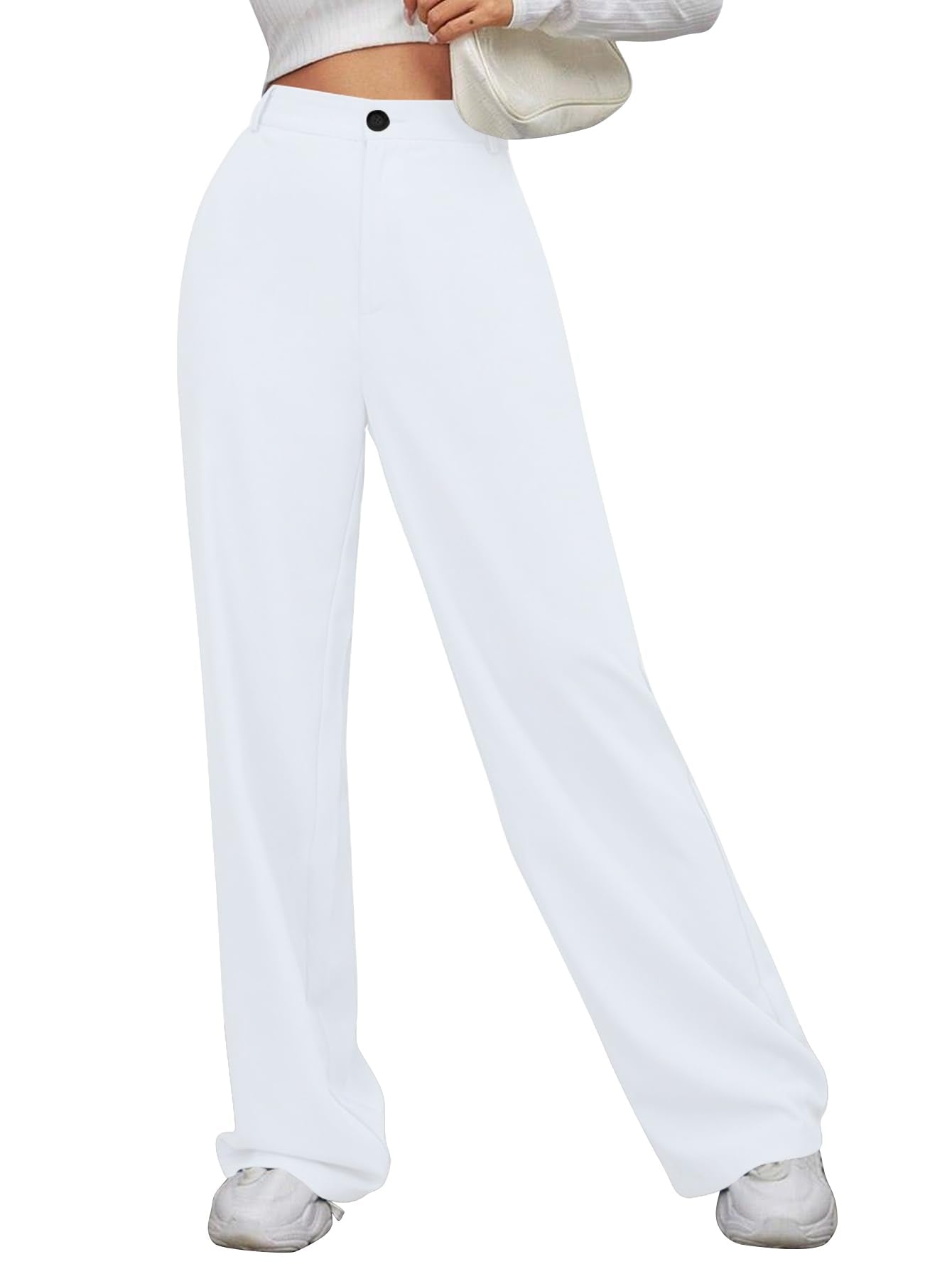 Toochki Trousers for Women | Womens High-Waisted Pant | Trouser | Korean Style | White