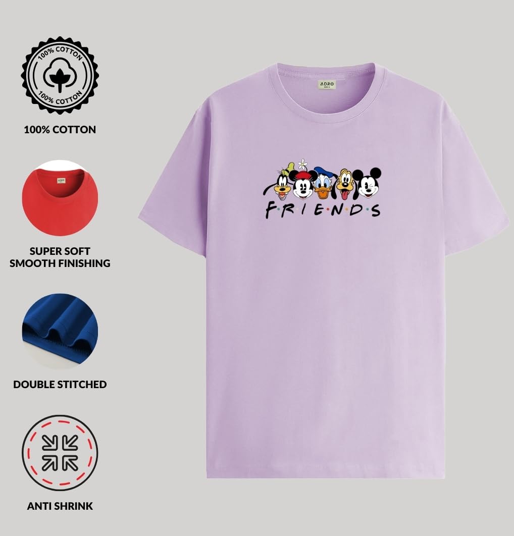 ADRO T Shirts for Boys & Girls | Friends Printed T-Shirt | Ages 3-14 | 100% Cotton Round Neck Tshirt for Boys |KRN-L2-FRIEND-PU-