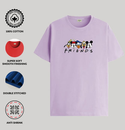 ADRO T Shirts for Boys & Girls | Friends Printed T-Shirt | Ages 3-14 | 100% Cotton Round Neck Tshirt for Boys |KRN-L2-FRIEND-PU-