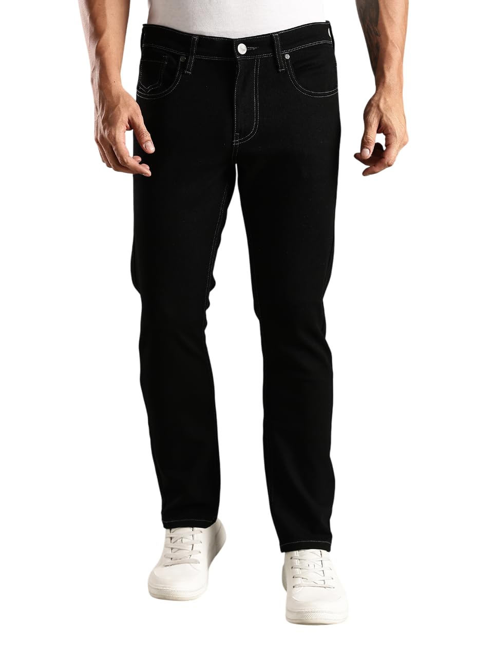 Thomas Scott Mens | Mild Fade | Stright Fit | Denim | Regular Wear | Stretchable | Casual Jeans for Men Black