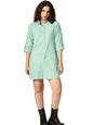 Greciilooks Western Dress For Women| Shirt Collar Solid A-Line Dress| Plus Roll Tab Sleeve Shirt Dress| WomenS Comfort Summer D