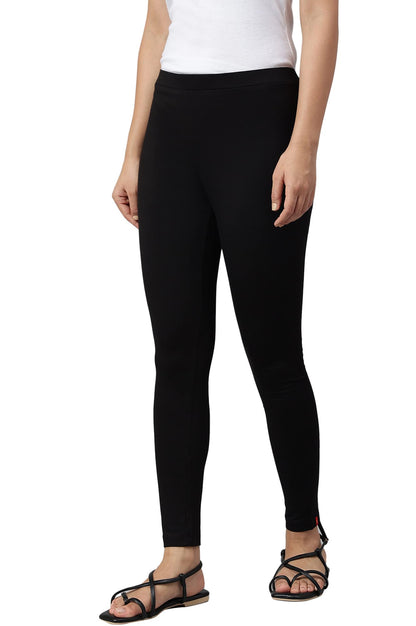 W for Woman Black Knitted Cotton Lycra Tights