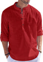 Hemrin Men Solid Cotton Blend Straight Kurta Shirt Maroon
