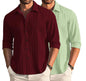 Deelmo Combo Of MenS Casual Button Down Shirts Long Sleeve Linen Shirt Fashion Textured Summer Shirts Pack Of 2
