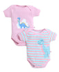 BUMZEE Pink & Green Girls Half Sleeves Bodysuit Pack Of 2 Age - 3-6 Months (Peb9497C-pnk.grn)