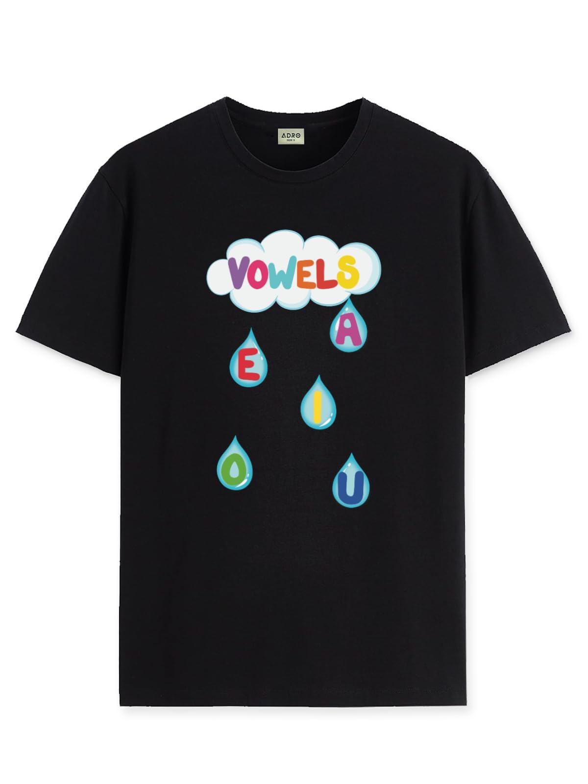 ADRO T Shirts for Boys & Girls || Vowels Learning Printed T-Shirt || Ages 3-14 || 100% Cotton Round Neck Tshirt for Boys & Girls