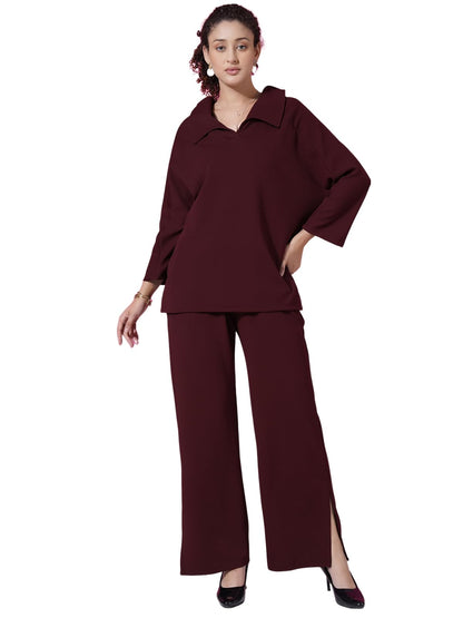 Selvia Womens Co-ords Set|Lycra Oversized Top & Trouser Set|Casual Co-ords Set for Women|Two Piece Co-ord Set|Office Wear Co-or