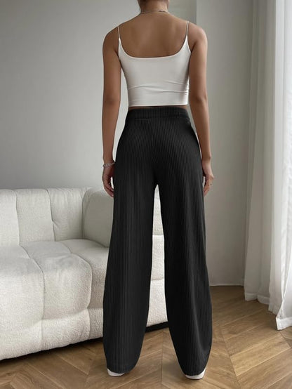 Pinkmint Women Rib Trouser l Regular Fit High Waisted Korean Trouser l Comfortable & Stylish Pants l Office & Casual Wear (Pack
