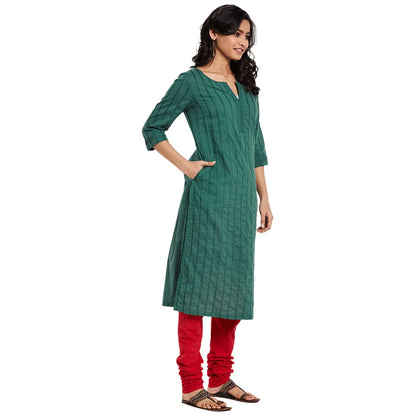 Fabindia Women Woven Long Kurta Cotton_Black