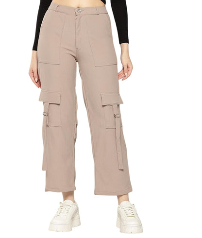 Aarika Girls Casual Wear Beige Colour Solid Nylon Pant (9-14 Years)