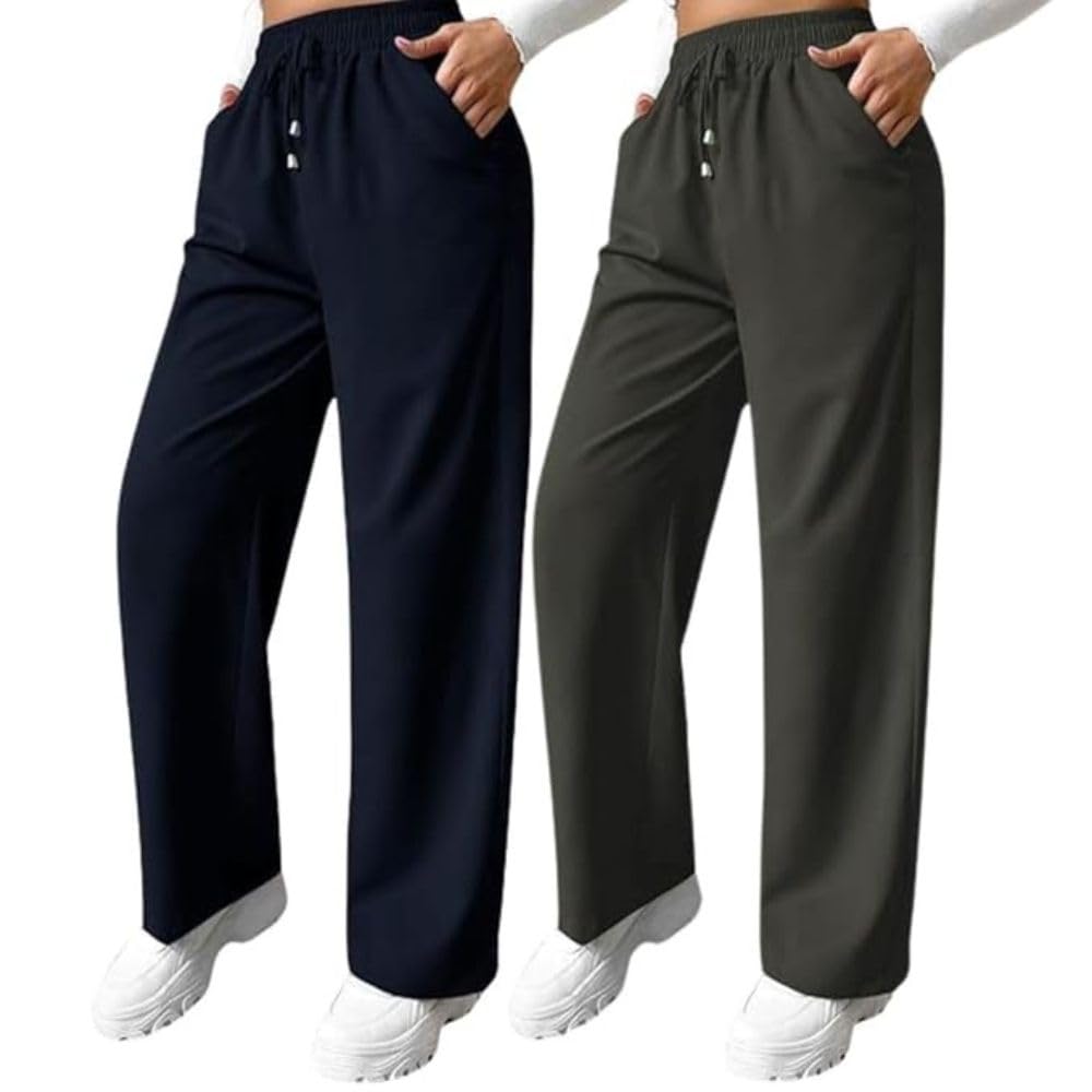 Leriya Fashion High Waist Trousers For Women  Flared Korean Style Formal Pants | Elegant Workwear For Office, College & Events (
