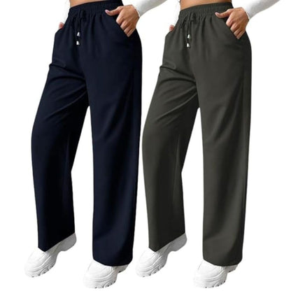 Leriya Fashion High Waist Trousers For Women  Flared Korean Style Formal Pants | Elegant Workwear For Office, College & Events (