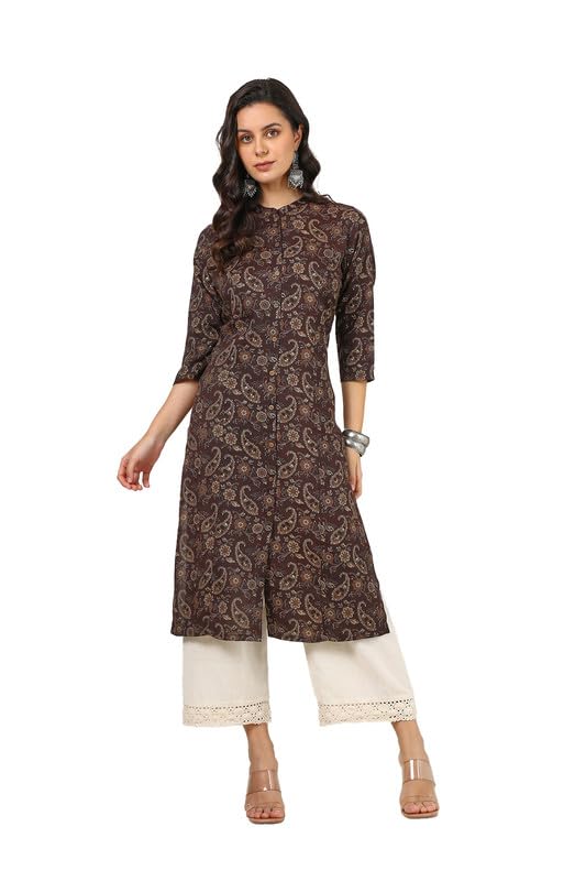 Soch Womens Brown Rayon Paisley Print Kurta