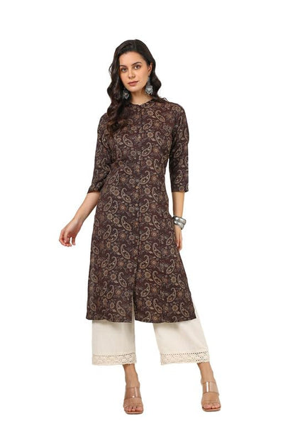 Soch Womens Brown Rayon Paisley Print Kurta