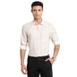 Turtle Men Peach Linen Blend Printed Slim Fit Party Shirts
