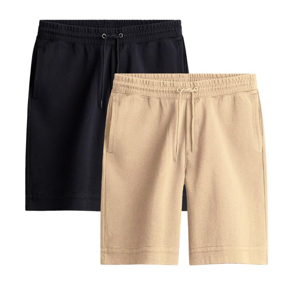 Nobero MenS Bermuda Shorts (1M-Bwsh-R0036-Bl_Black / Oat Milk