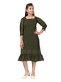Aarika Girl's Georgette Skater Knee-Length Dress (MR_DR-22101_Dark Green