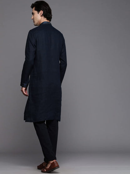 Manyavar Mens Kurta, Long Sleeves Mandarin Collar Ethnic Knee Length Kurta Only, Kurta for Festival, Wedding, Party & Anniversa
