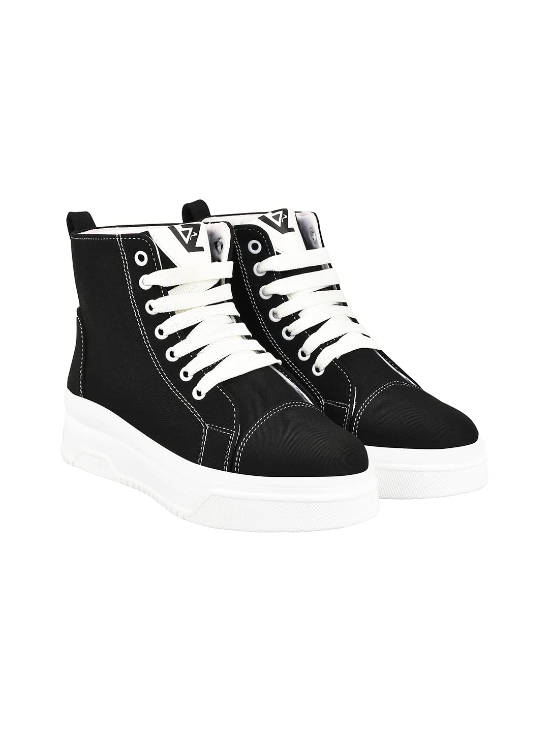 Shoetopia WomenS Canvas Sneakers | Light Weight & Comfortable With Cushioned Footbed | Stylish Shoe Sneakers For Women Black-Eu