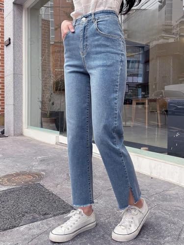 Greciilooks Regular Pant Baggy High Waist | Bell Bottom Jeans For Women (Gl-Dj-33_Sky Blue