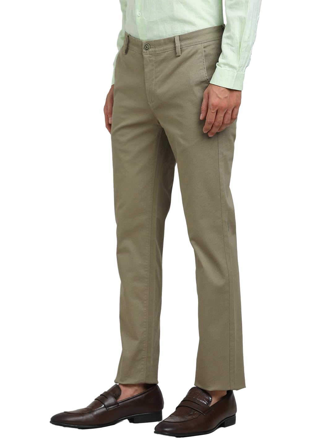 Turtle Men Cotton Stretch Ultra Slim Fit Olive Casual Trouser